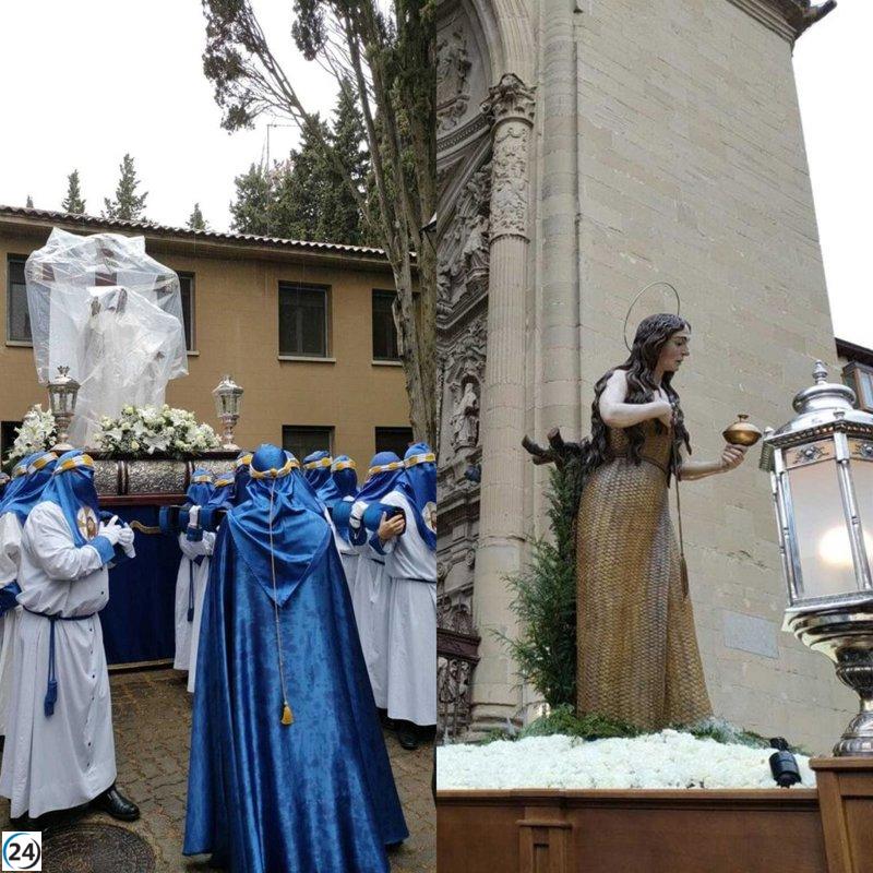 Lluvia interrumpe procesión del Santo Cristo Resucitado, mientras la de la Magdalena acorta ruta