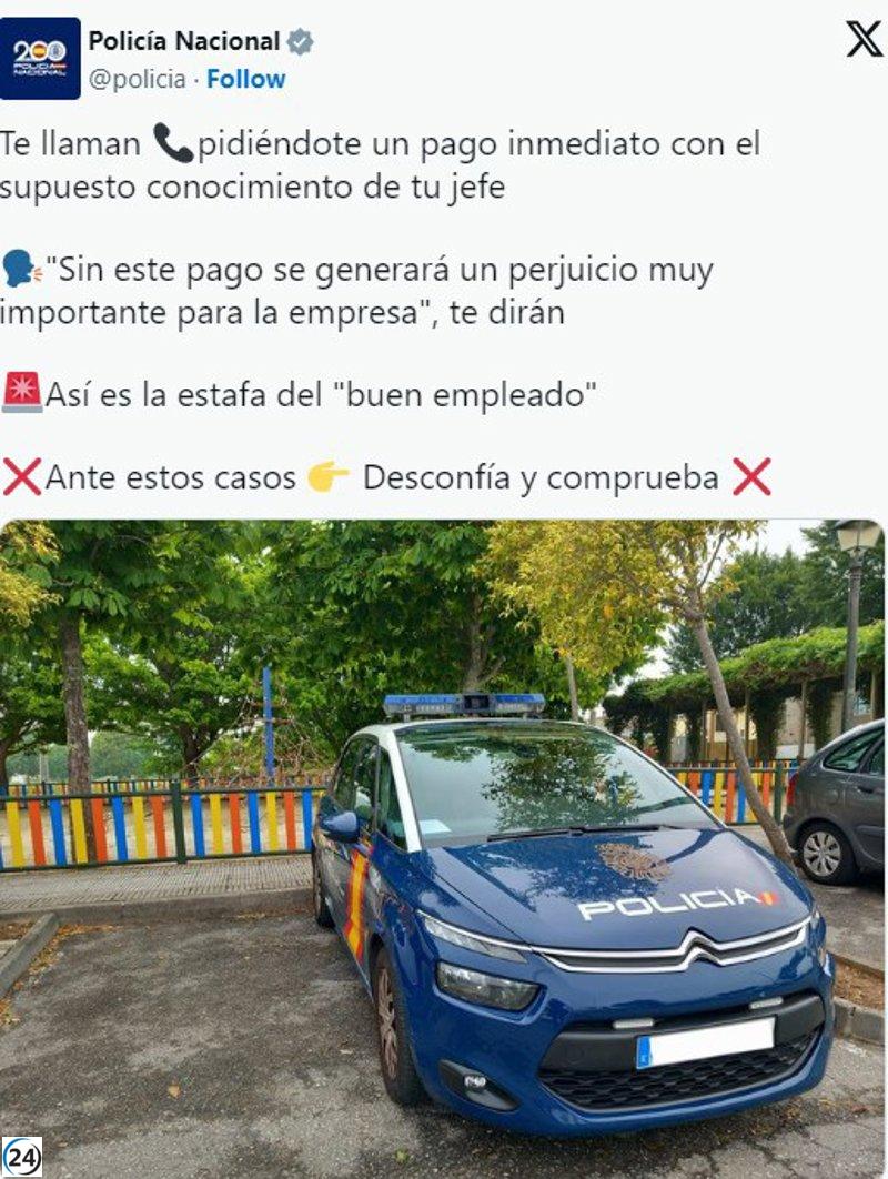 La Policía Nacional denuncia la estafa conocida como 'La llamada del jefe' o 'Buen empleado'