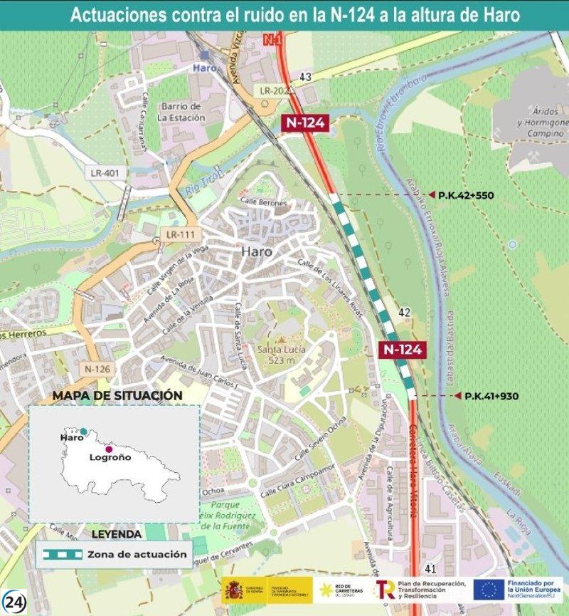 Transportes invierte 482.630 euros en medidas para mitigar el ruido de la N-124 en Haro.