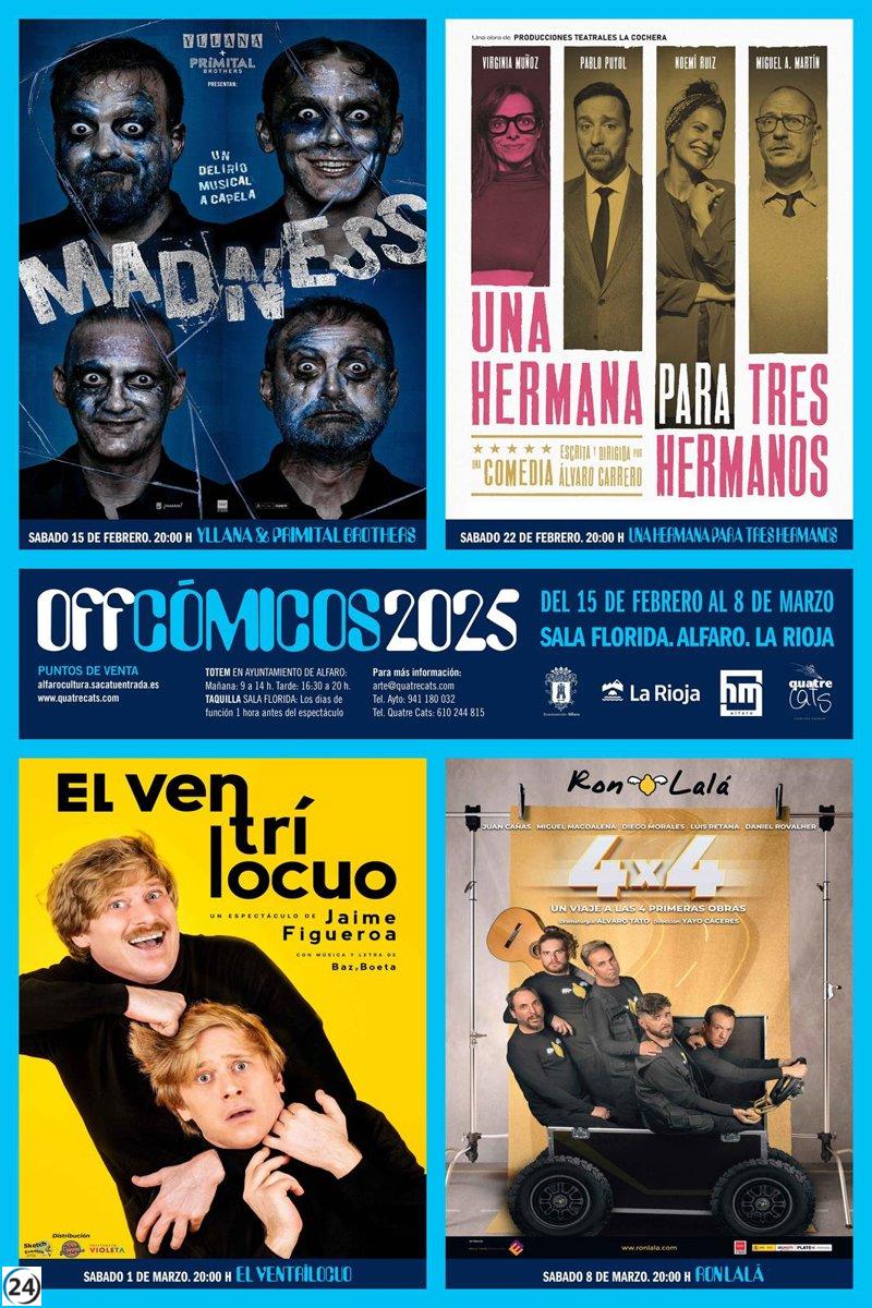'OFF Cómicos 2025' trae cuatro shows del 15 de febrero al 8 de marzo en la Sala Florida de Alfaro.