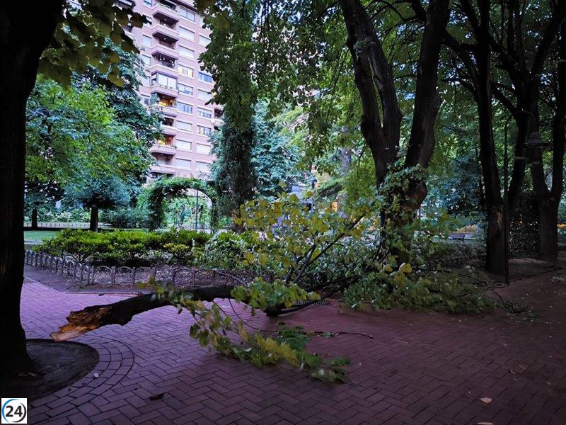 SOS Rioja registra 102 emergencias por la tormenta, mayormente en Logroño.
