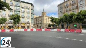 Corte de tráfico en Muro del Carmen y Cervantes por obras en la Glorieta del 14 al 16.