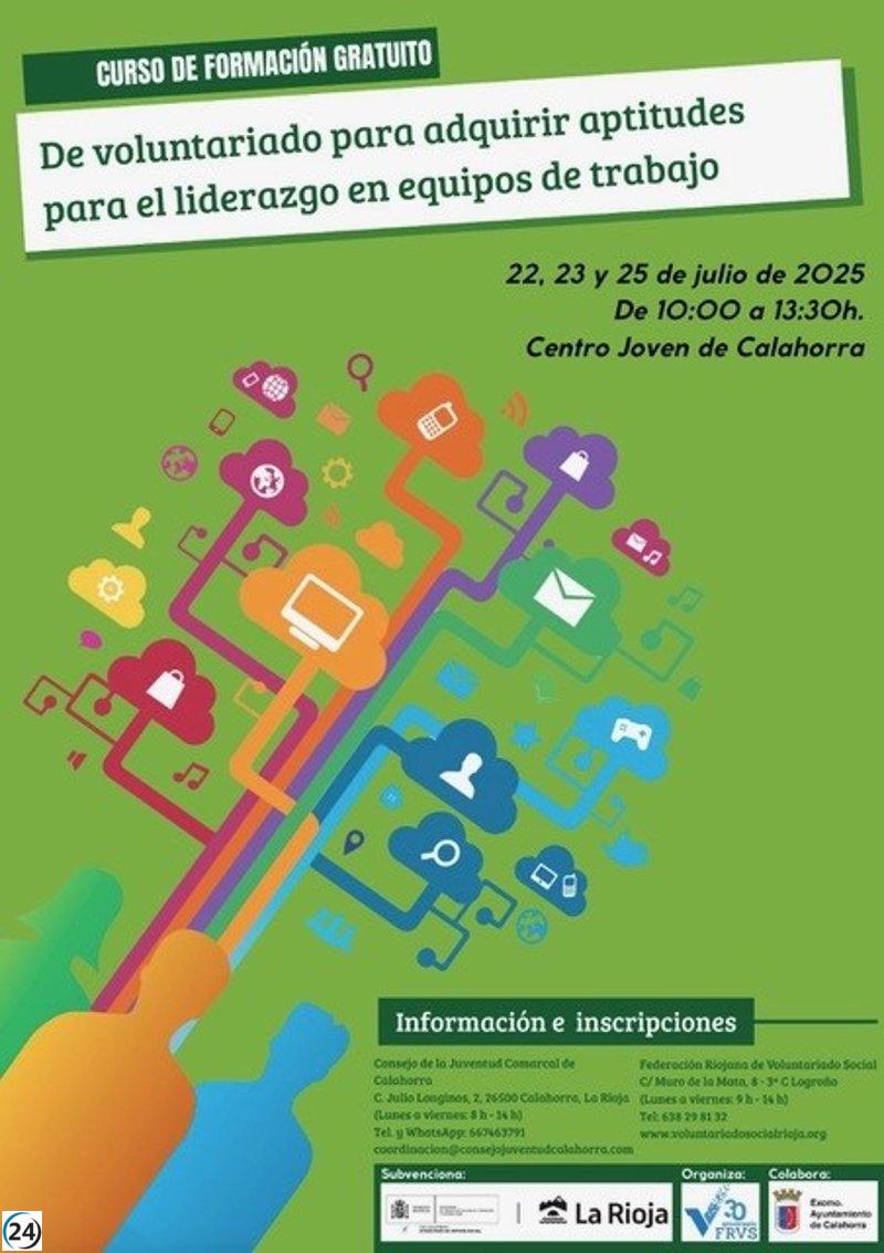 Curso gratuito de voluntariado en Calahorra, impulsado por la Federación Riojana de Voluntariado Social.