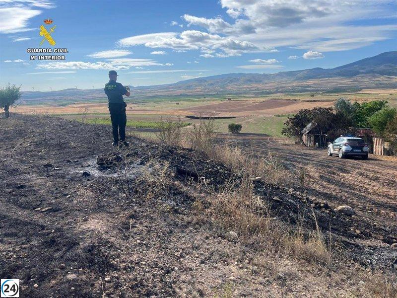 Detienen a hombre de 47 años con antecedentes por incendio en finca de Ribafrecha.