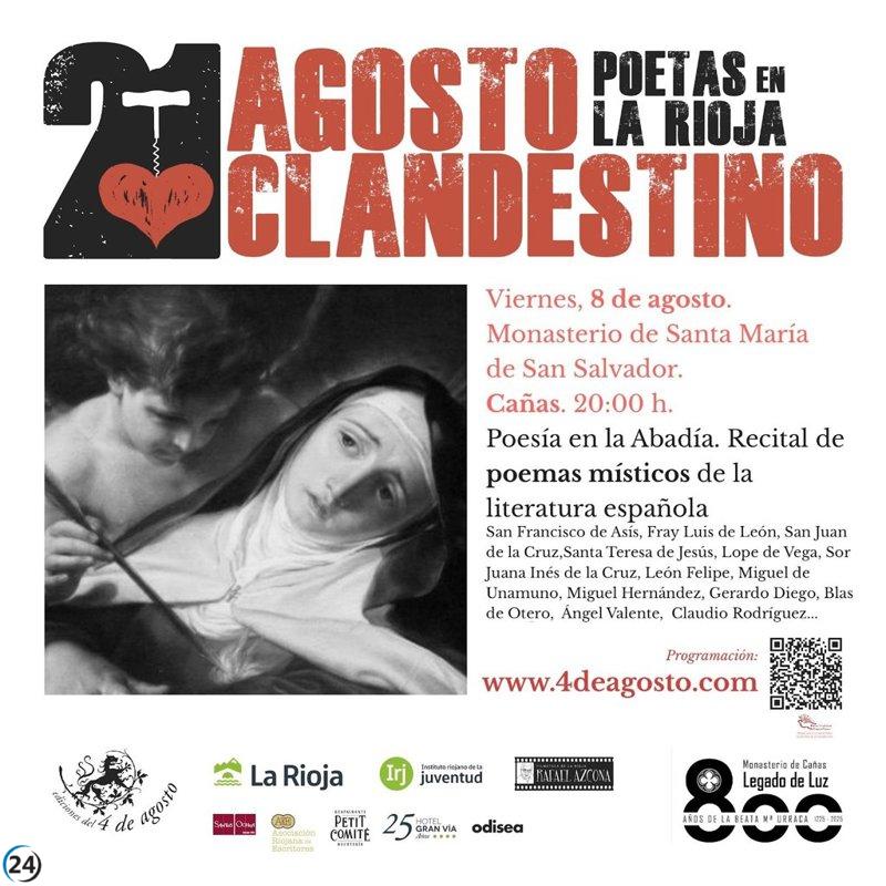 El Monasterio de Cañas alberga un recital poético este viernes en el marco de Agosto Clandestino.