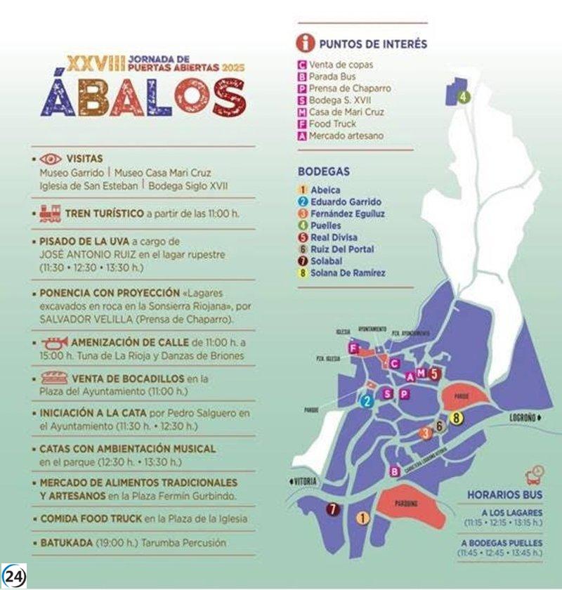 Ábalos celebra la 28ª edición de sus Jornadas de Puertas Abiertas con el tradicional pisado de uva.