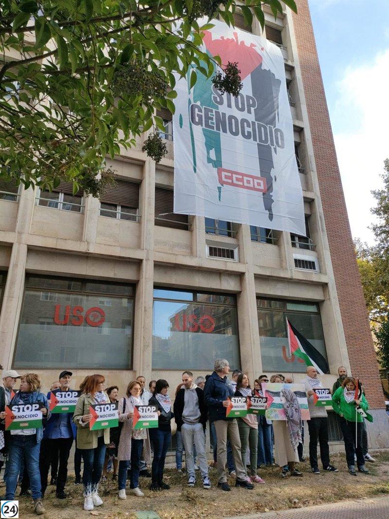 CCOO La Rioja manifiesta su apoyo al pueblo palestino y exige ayuda humanitaria y retirada militar.
