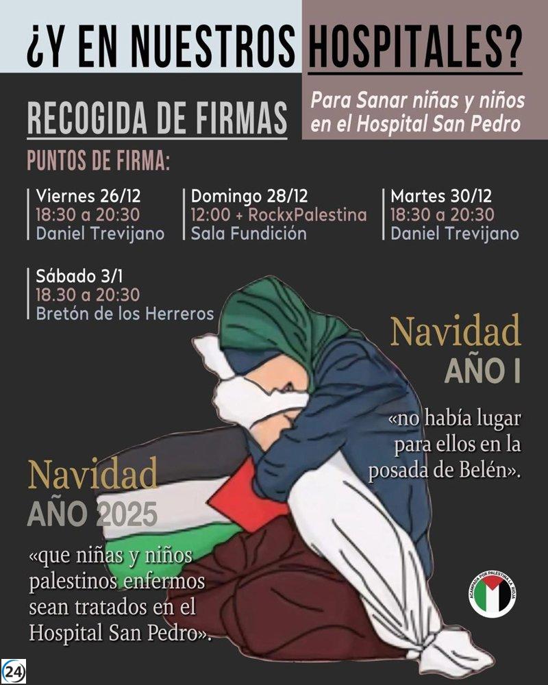 Campaña de Acampada por Palestina busca firmas para el ingreso de niños en hospitales de La Rioja.