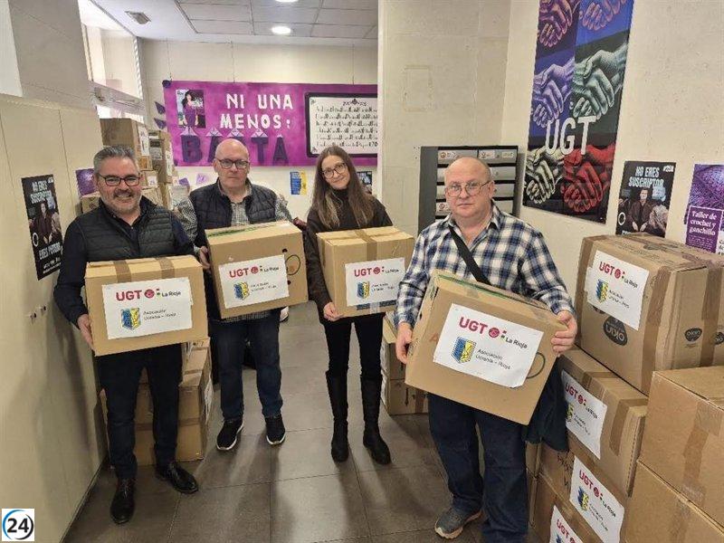 UGT La Rioja dona una tonelada de ropa térmica y equipos de energía a Ucrania.