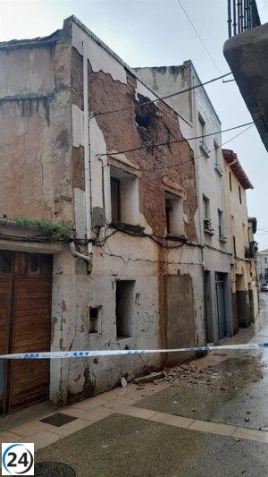 Desprendimiento en Calahorra afecta la circulación en calle Enramada 36.