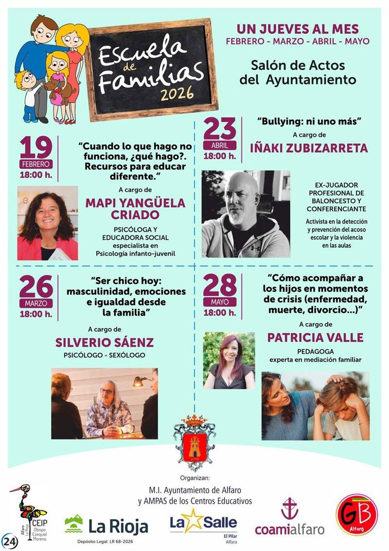 Alfaro acoge este jueves la Escuela de Familias con un programa sobre educación innovadora.