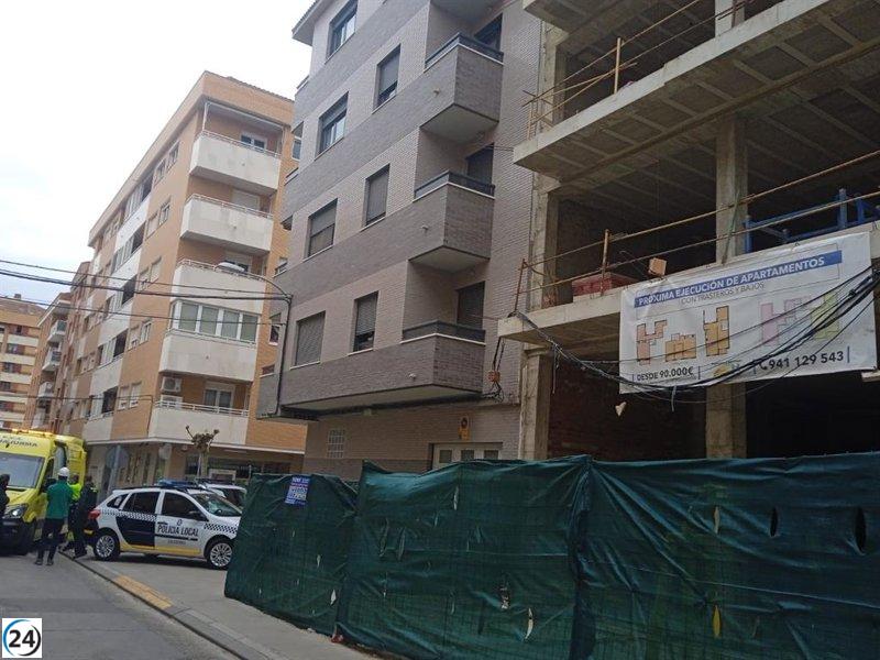 Albañil de 62 años gravemente herido tras caída en obra de Calahorra.