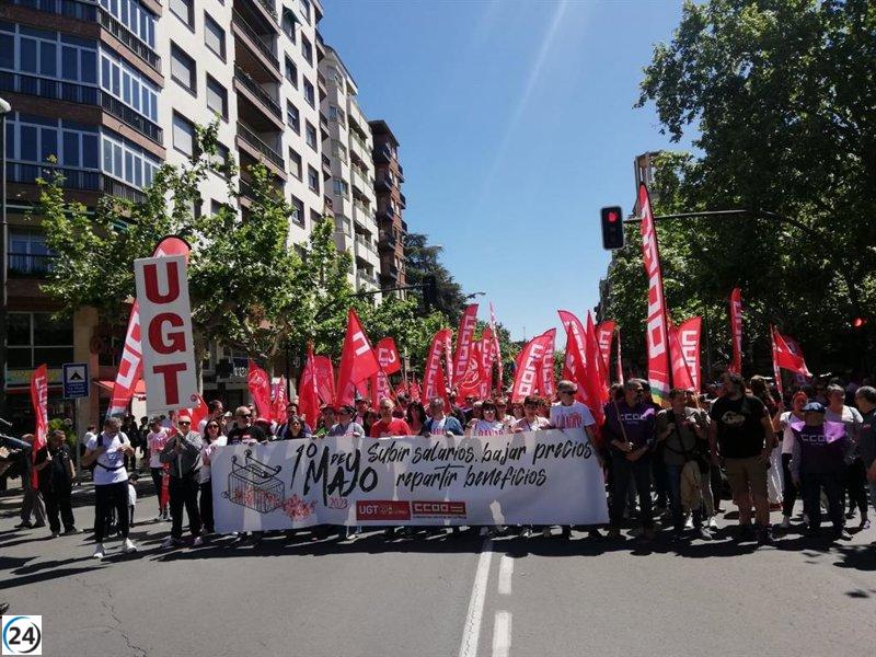 UGT y CCOO amenazan con conflictos si no hay mejoras salariales en Logroño el 1 de mayo.