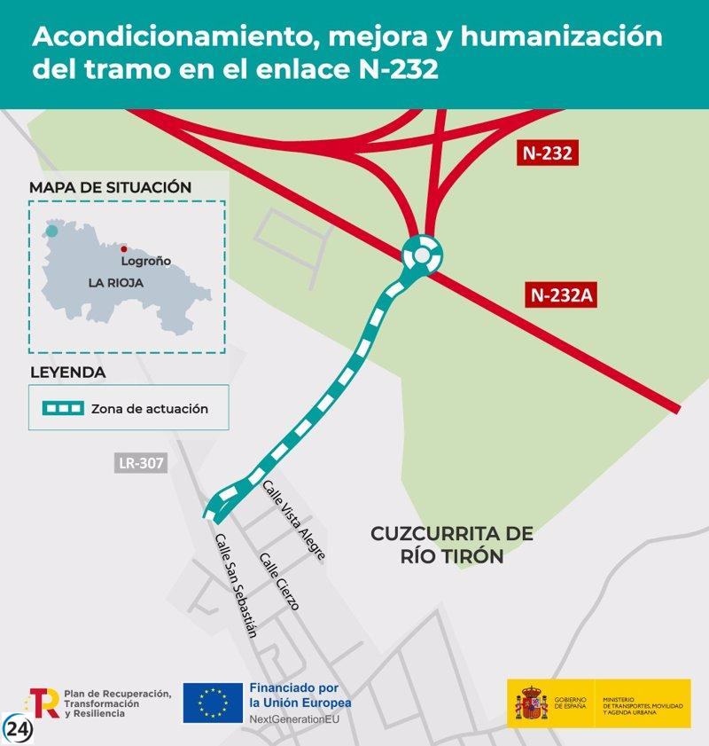 Ministerio de Transporte oferta obras de mejora de conexión N-232 con Cuzcurrita de Río Tirón por 388.000 euros.