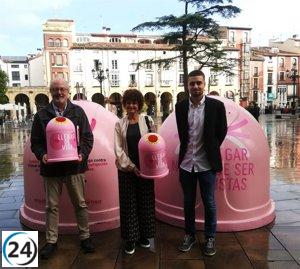 Dos contenedores rosa en la Plaza del Mercado apoyarán investigación del cáncer de mama a través de la recolección de vidrio.